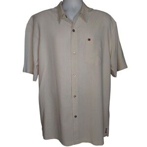 Quiksilver shirt mens XXL beige check plaid short sleeve button up